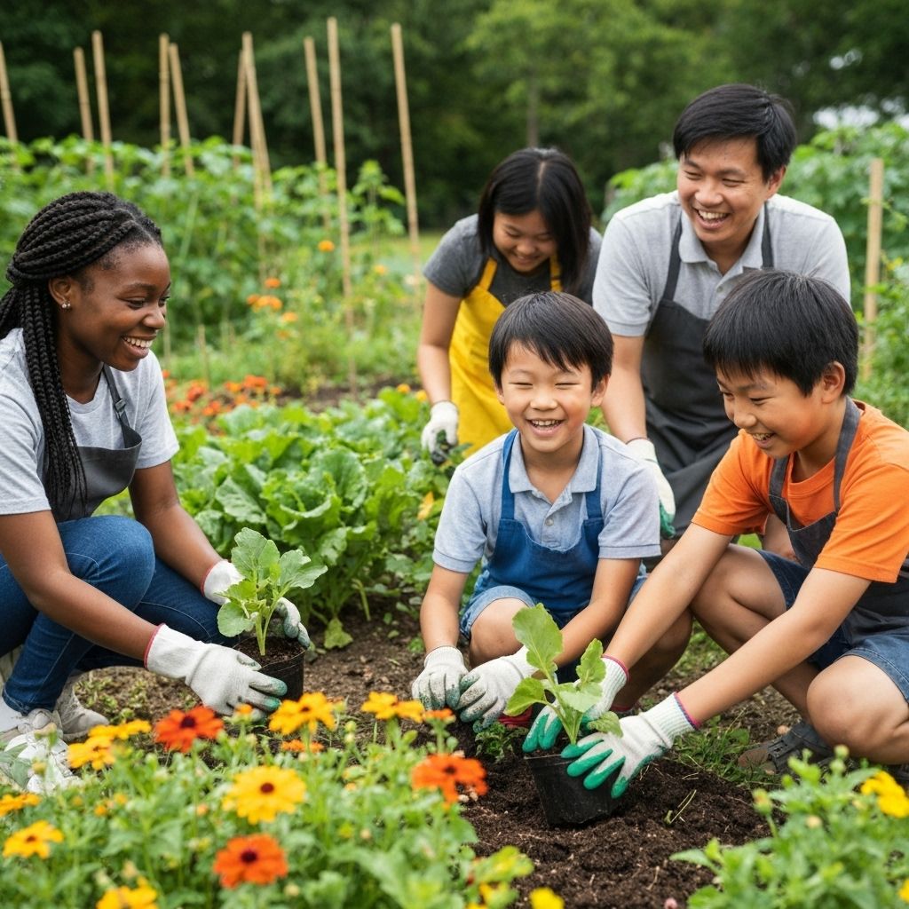 Community volunteers with children